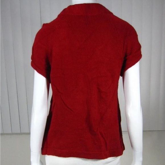 Ann Taylor Loft Red Short Sleeve Cardigan Sweater Size Small - Picture 4 of 11